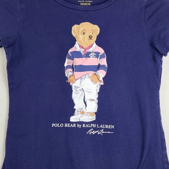 Bundle of 2 Polo Ralph Lauren t-shirt dresses sz 7 girls Bear applique - Picture 8 of 13